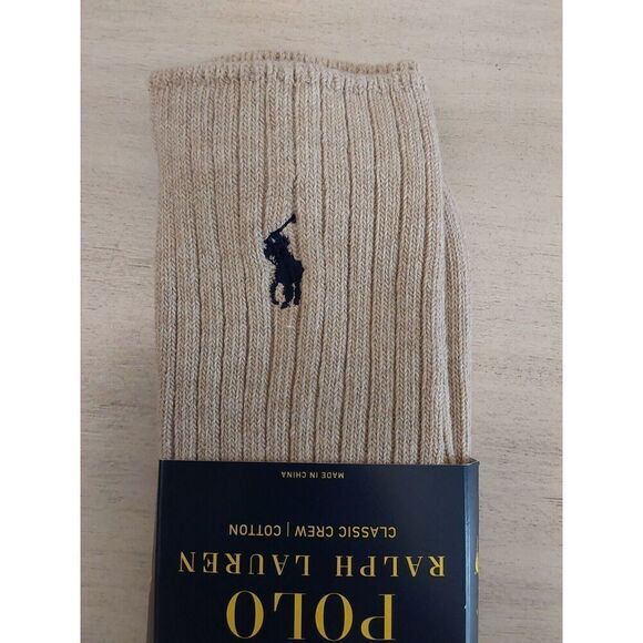 Polo Ralph Lauren Mens Classic Crew Socks-Taupe Cotton Blend 1-Pair XL Sz 13-16 - Picture 7 of 9